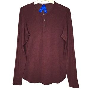 Kit and Ace Performance Henley Shirt Top Size Soft Comfort Burgundy Men's XS